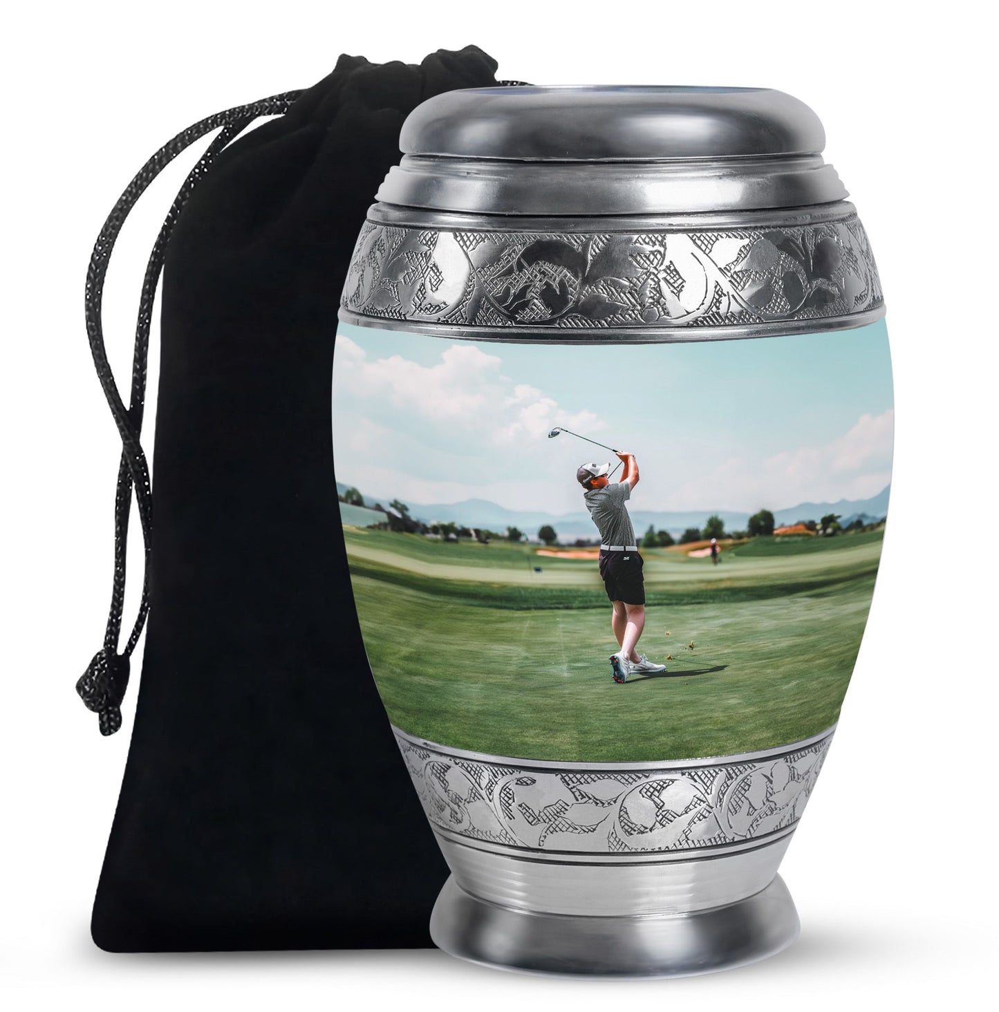 Personalized Golf Memorial Urn for Human Ashes - 10-inch, 200 cu in - Yatskia
