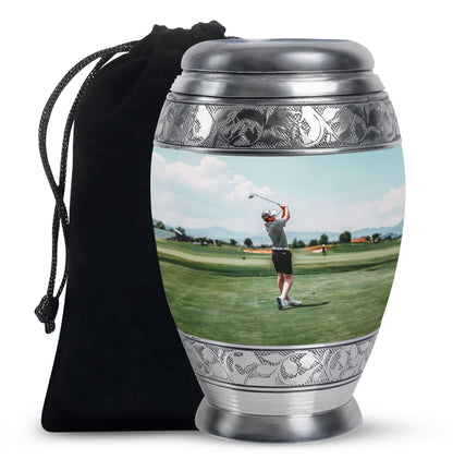 Personalized Golf Memorial Urn for Human Ashes - 10-inch, 200 cu in - Yatskia