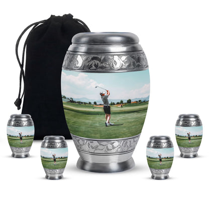 Personalized Golf Memorial Urn for Human Ashes - 10-inch, 200 cu in - Yatskia