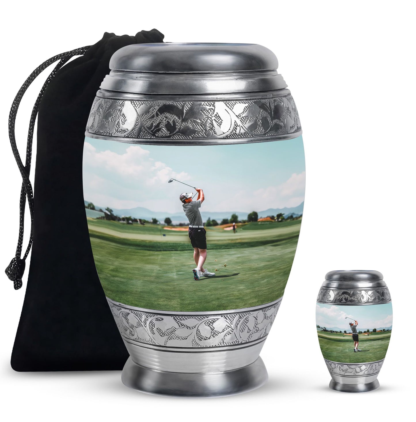 Personalized Golf Memorial Urn for Human Ashes - 10-inch, 200 cu in - Yatskia