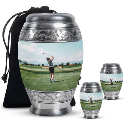 Personalized Golf Memorial Urn for Human Ashes - 10-inch, 200 cu in - Yatskia