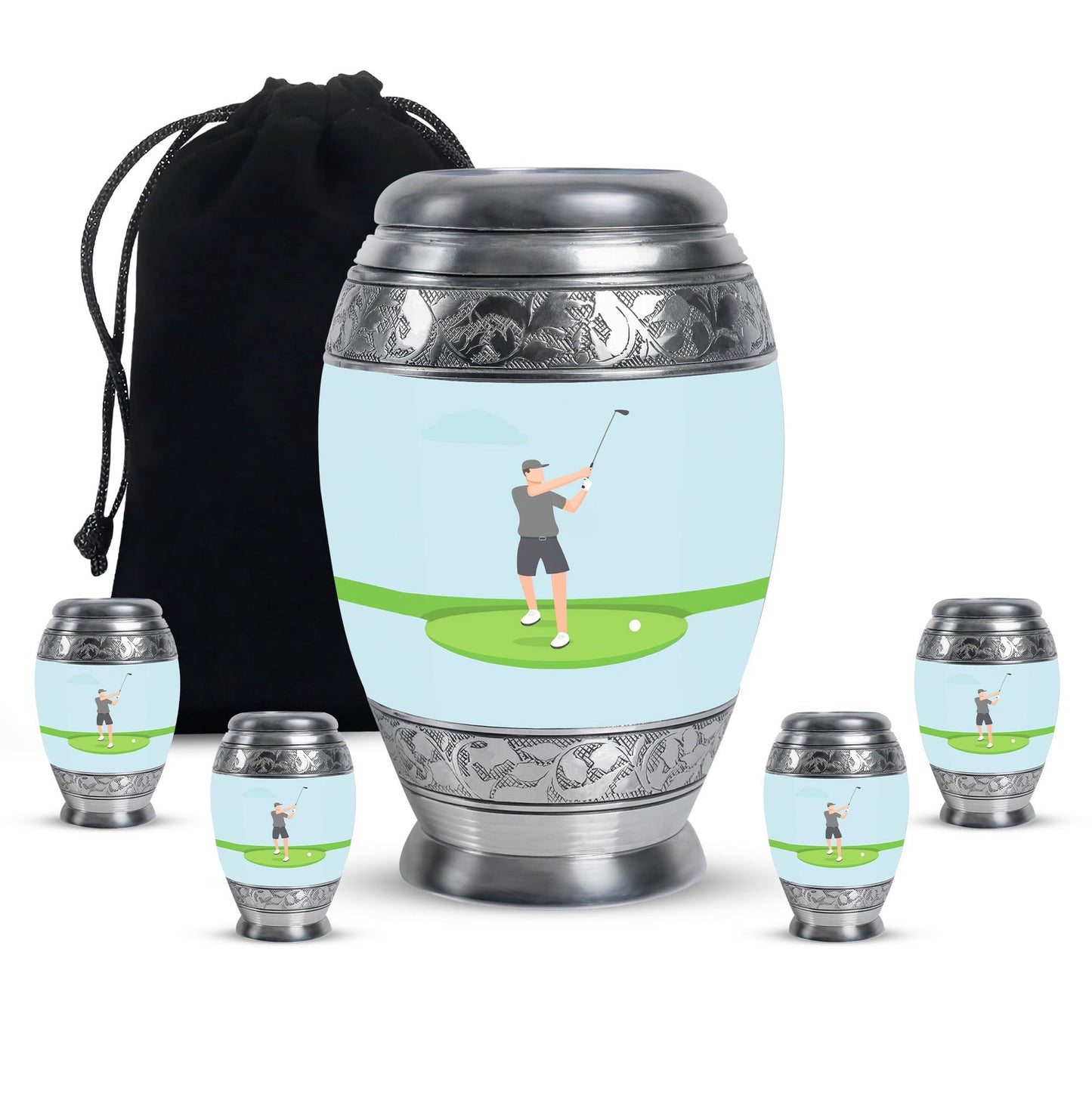 Personalized Golf Cremation Urn for Human Ashes - 10-inch, 200 cu in - Yatskia