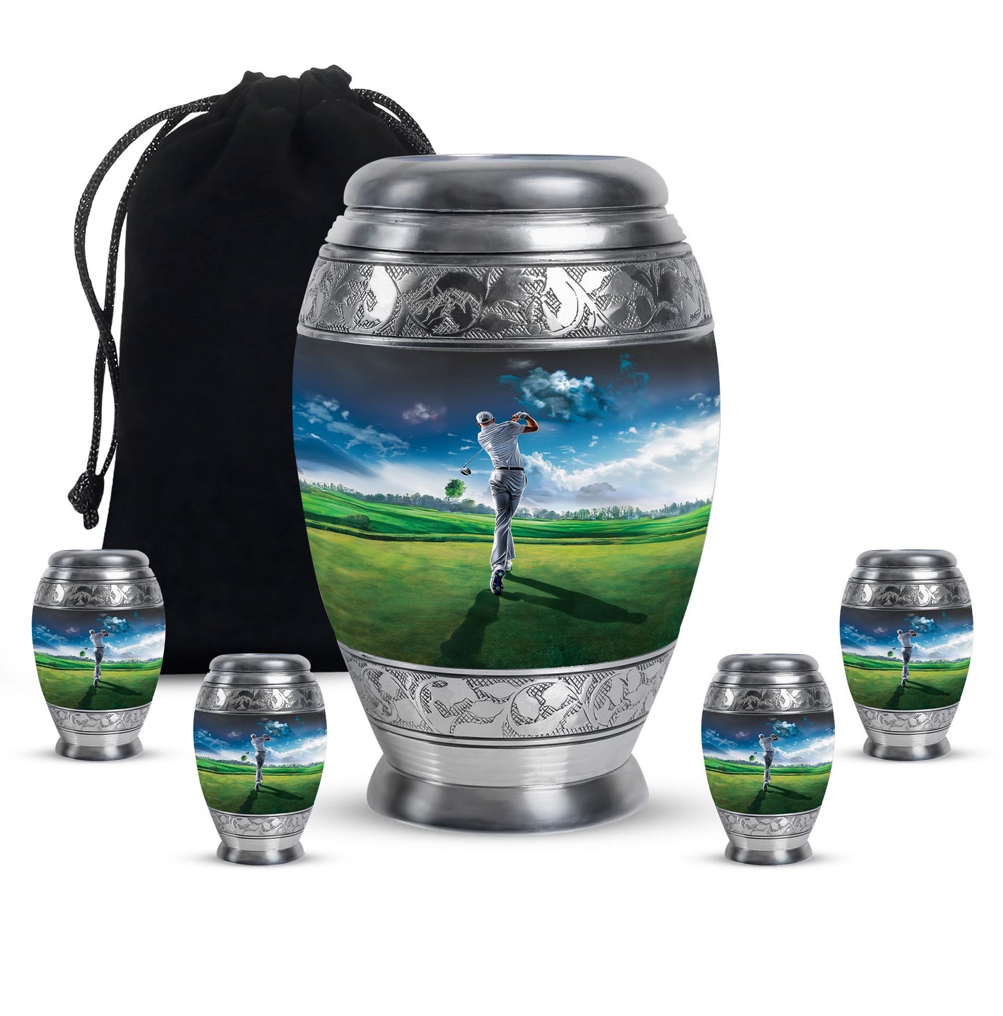 Personalized Golf Keepsake Urn for Women - 10-inch, 200 cu in - Yatskia