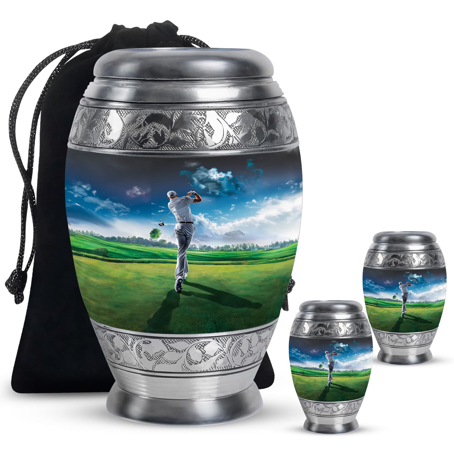 Personalized Golf Keepsake Urn for Women - 10-inch, 200 cu in - Yatskia
