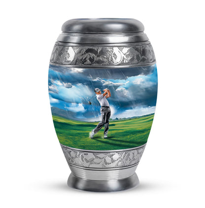 Personalized Golf Cremation Urn for Adult Male - 10-inch, 200 cu in - Yatskia