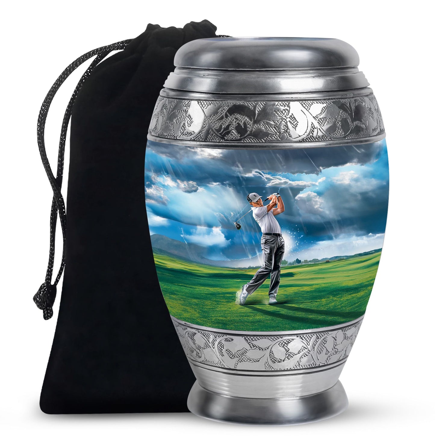 Personalized Golf Cremation Urn for Adult Male - 10-inch, 200 cu in - Yatskia