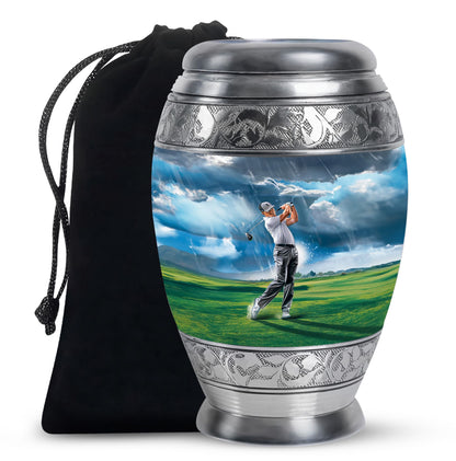 Personalized Golf Cremation Urn for Adult Male - 10-inch, 200 cu in - Yatskia