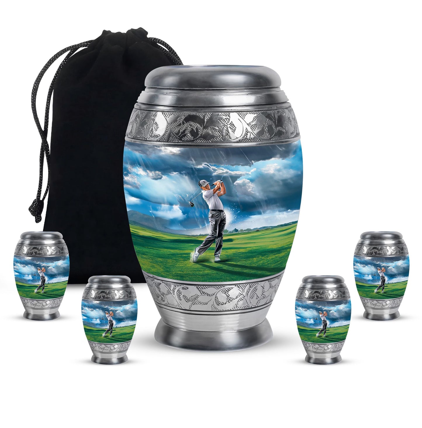 Personalized Golf Cremation Urn for Adult Male - 10-inch, 200 cu in - Yatskia