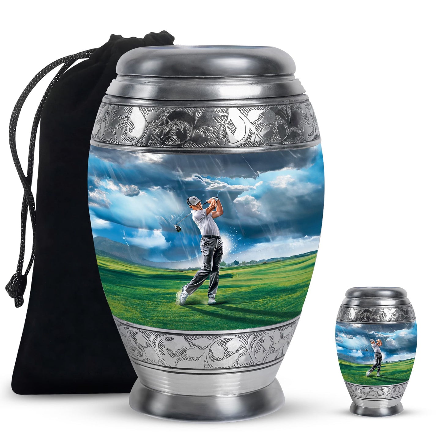 Personalized Golf Cremation Urn for Adult Male - 10-inch, 200 cu in - Yatskia