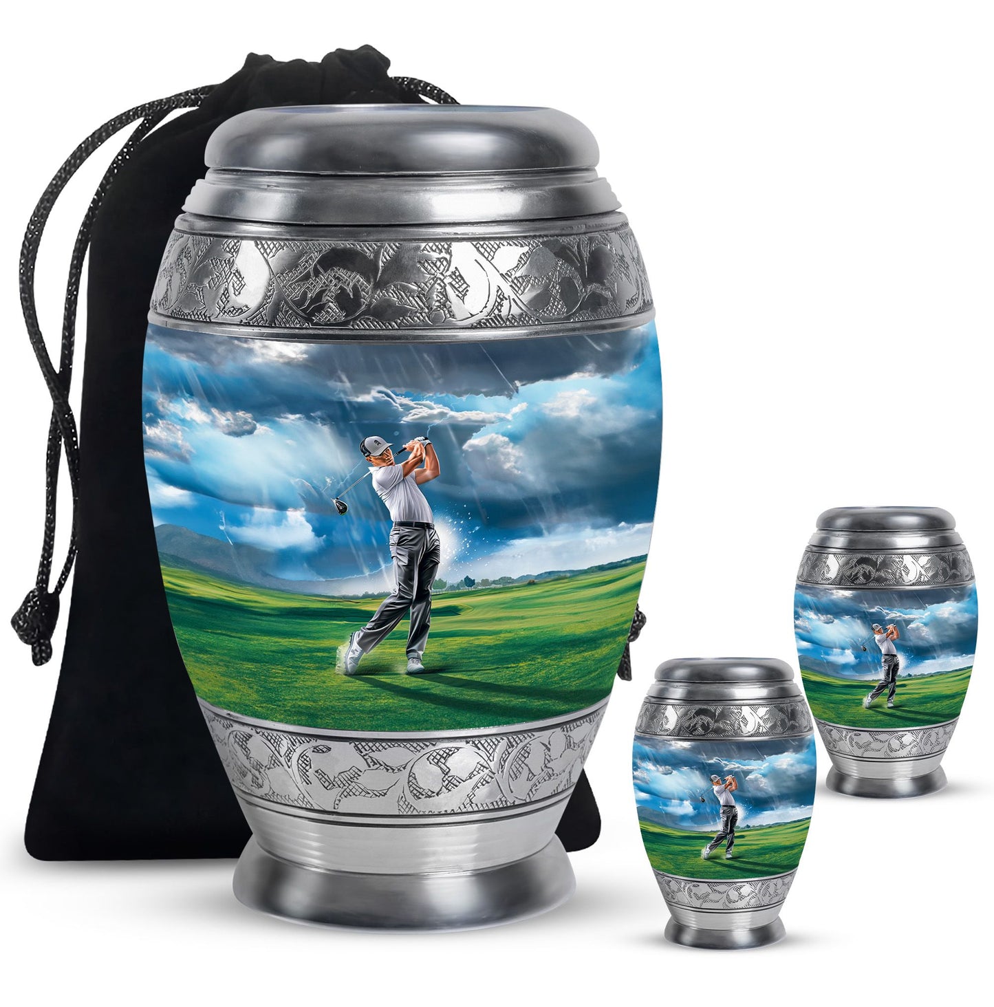 Personalized Golf Cremation Urn for Adult Male - 10-inch, 200 cu in - Yatskia