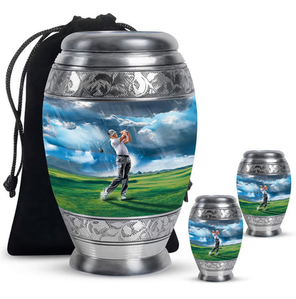 Personalized Golf Cremation Urn for Adult Male - 10-inch, 200 cu in - Yatskia