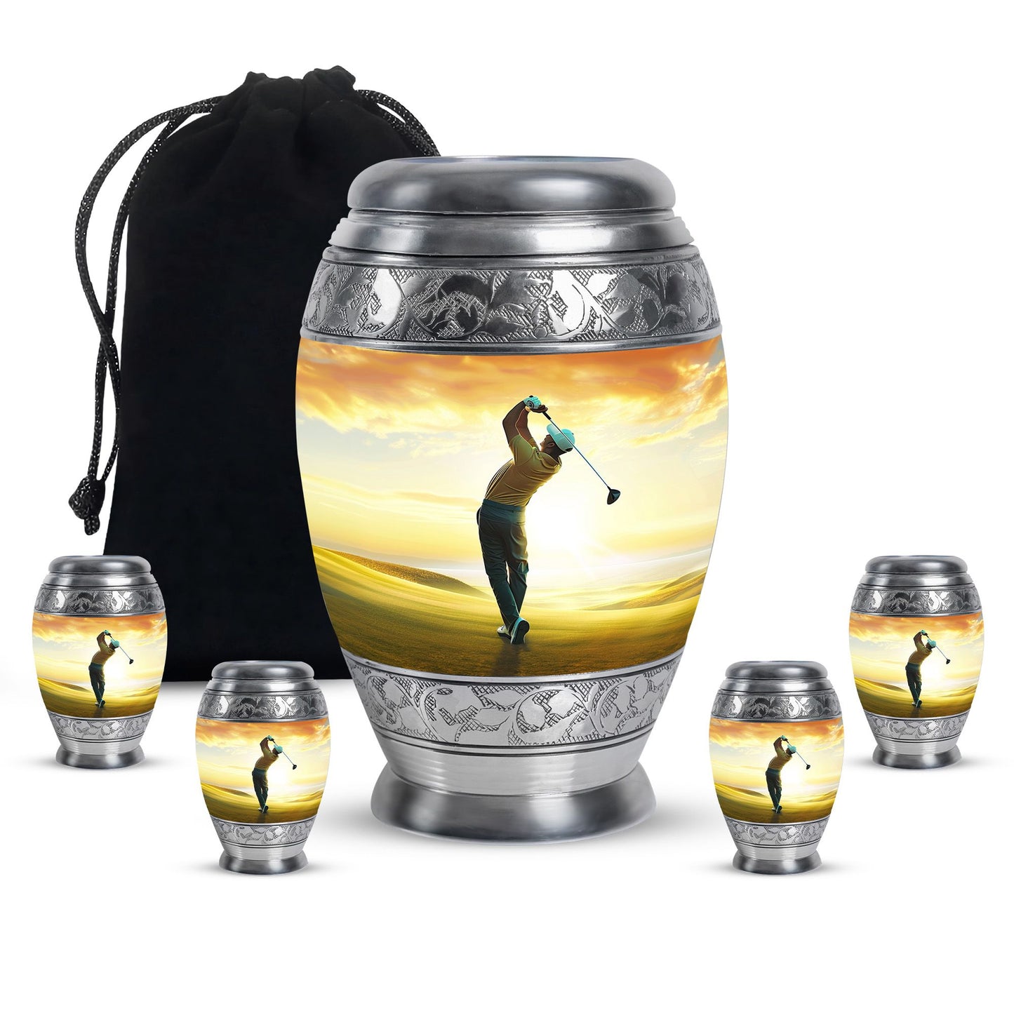 Personalized Golf Memorial Urn for Human Ashes - 10-inch, 200 cu in - Yatskia