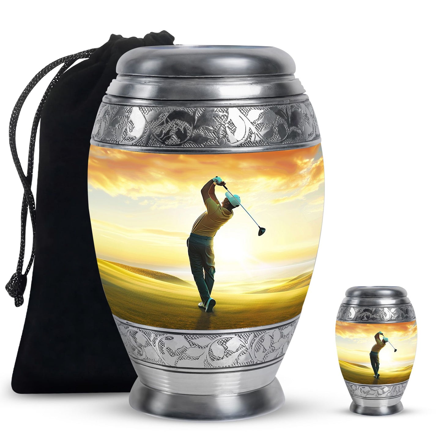 Personalized Golf Memorial Urn for Human Ashes - 10-inch, 200 cu in - Yatskia