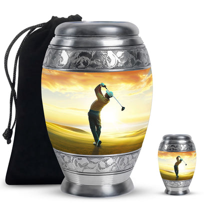 Personalized Golf Memorial Urn for Human Ashes - 10-inch, 200 cu in - Yatskia