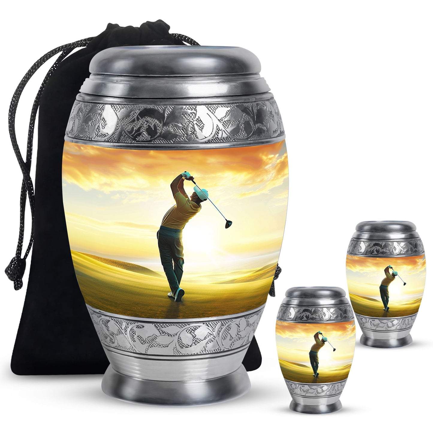 Personalized Golf Memorial Urn for Human Ashes - 10-inch, 200 cu in - Yatskia