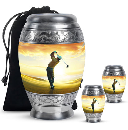 Personalized Golf Memorial Urn for Human Ashes - 10-inch, 200 cu in - Yatskia