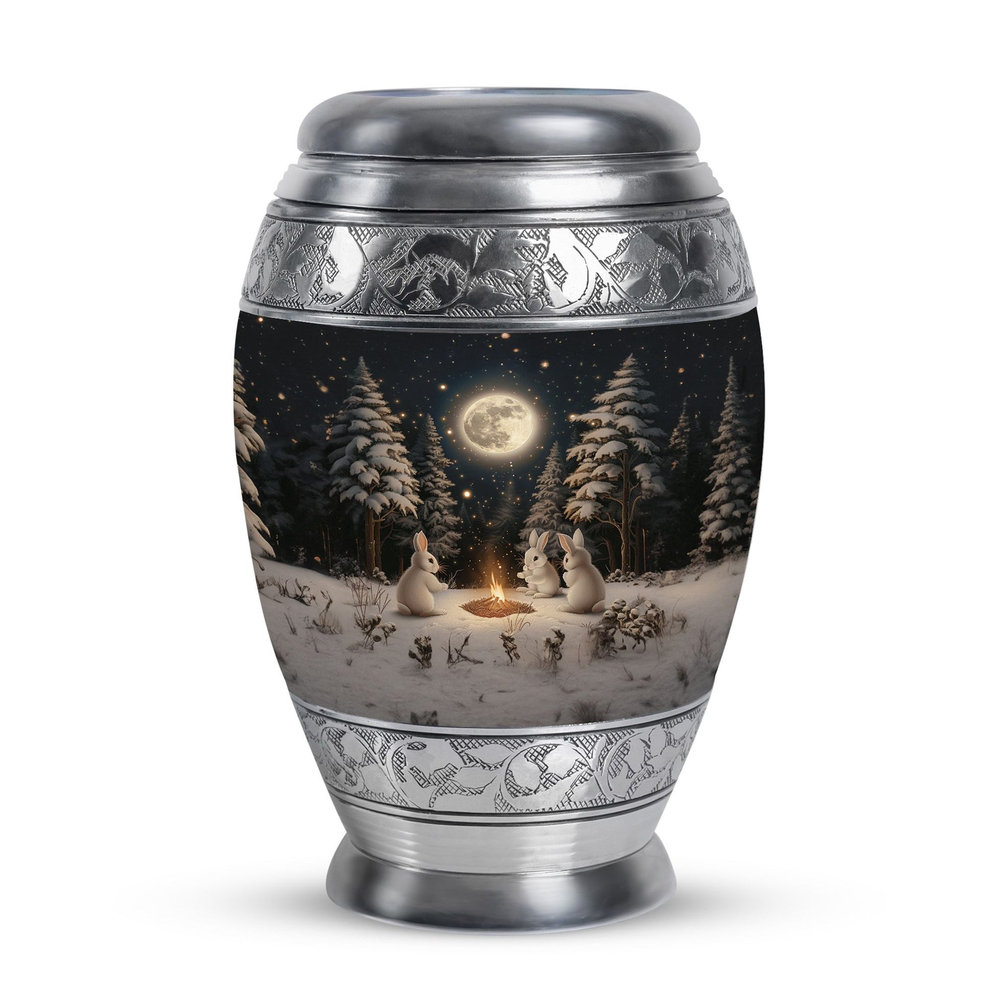 White Bunny Moon Urn For Ashes Adult Female Funeral, Ashes Urn