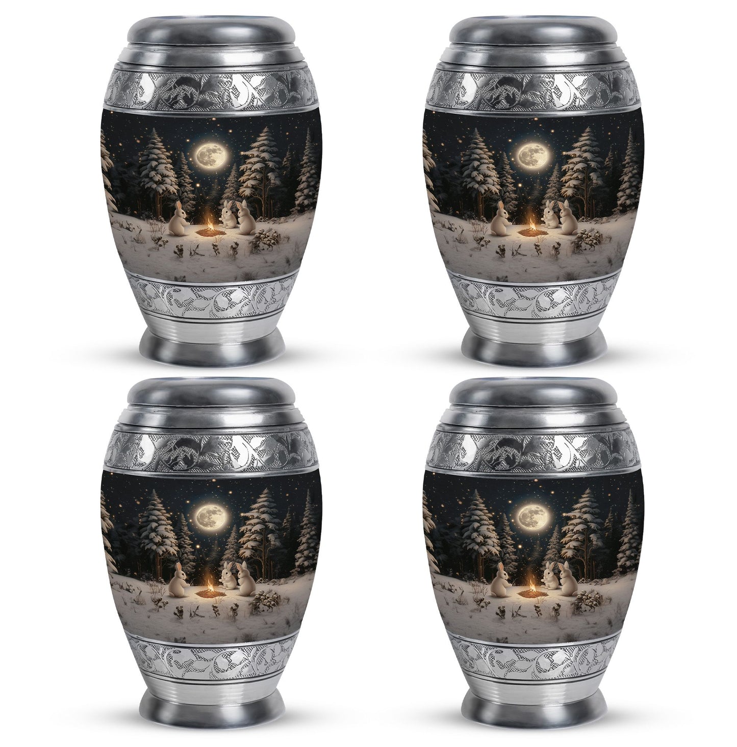 White Personalized Galaxy Cremation Urn for Human Ashes - 10-inch, 200 cu in - Yatskia