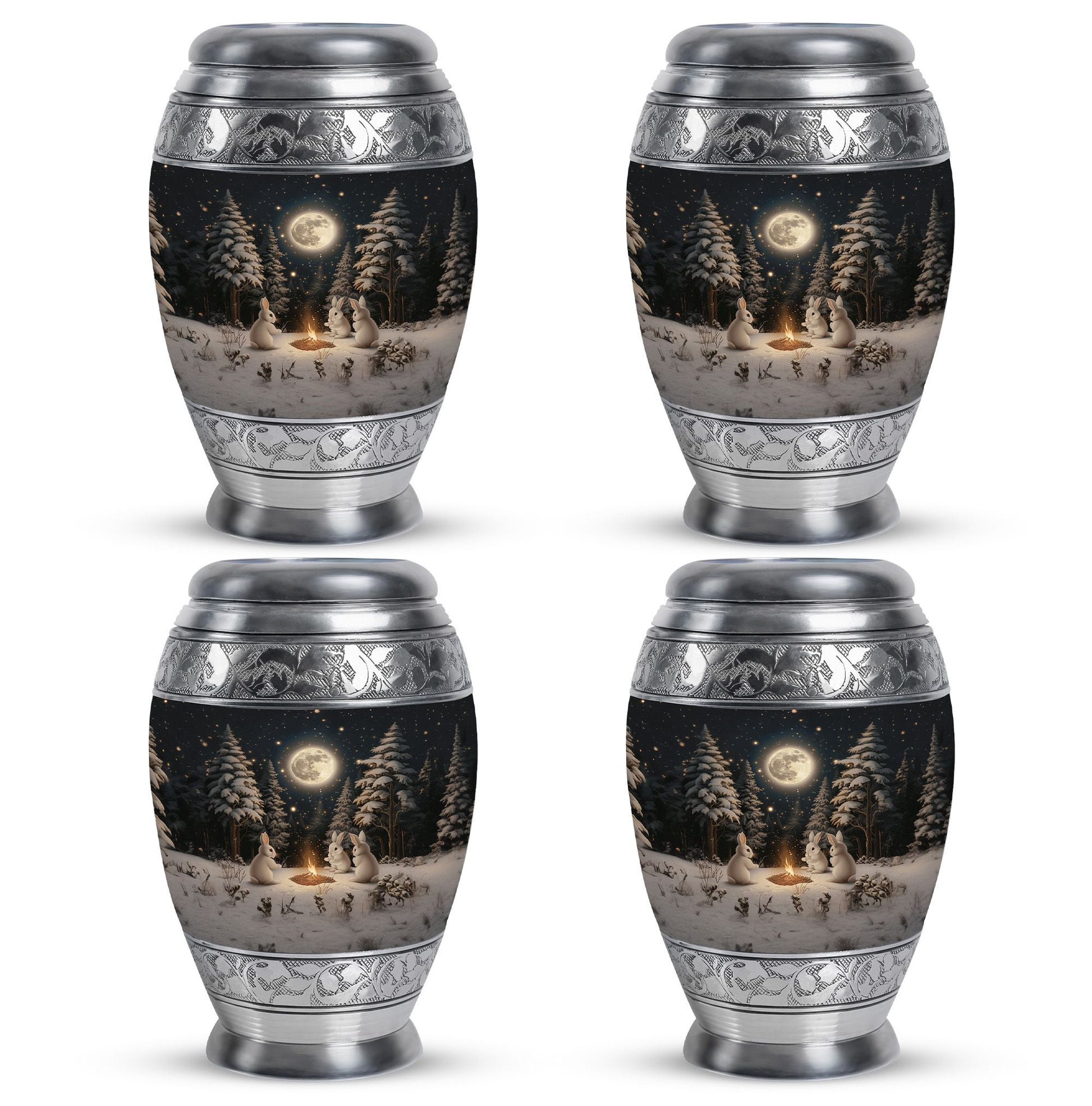 White Bunny Moon Urn For Ashes Adult Female Funeral, Ashes Urn