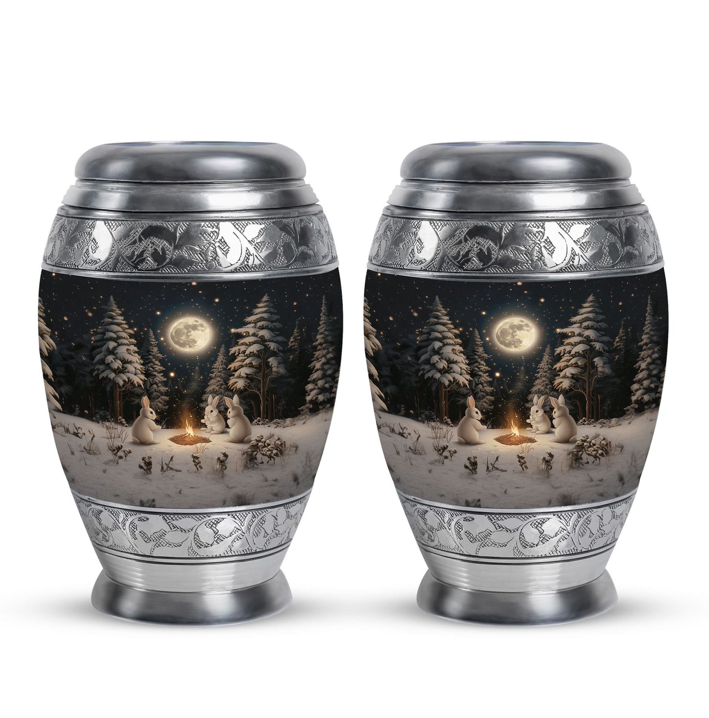 White Personalized Galaxy Cremation Urn for Human Ashes - 10-inch, 200 cu in - Yatskia