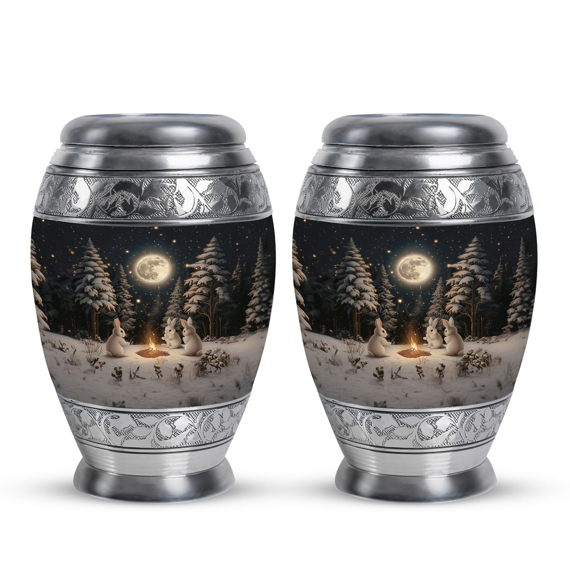 White Bunny Moon Urn For Ashes Adult Female Funeral, Ashes Urn