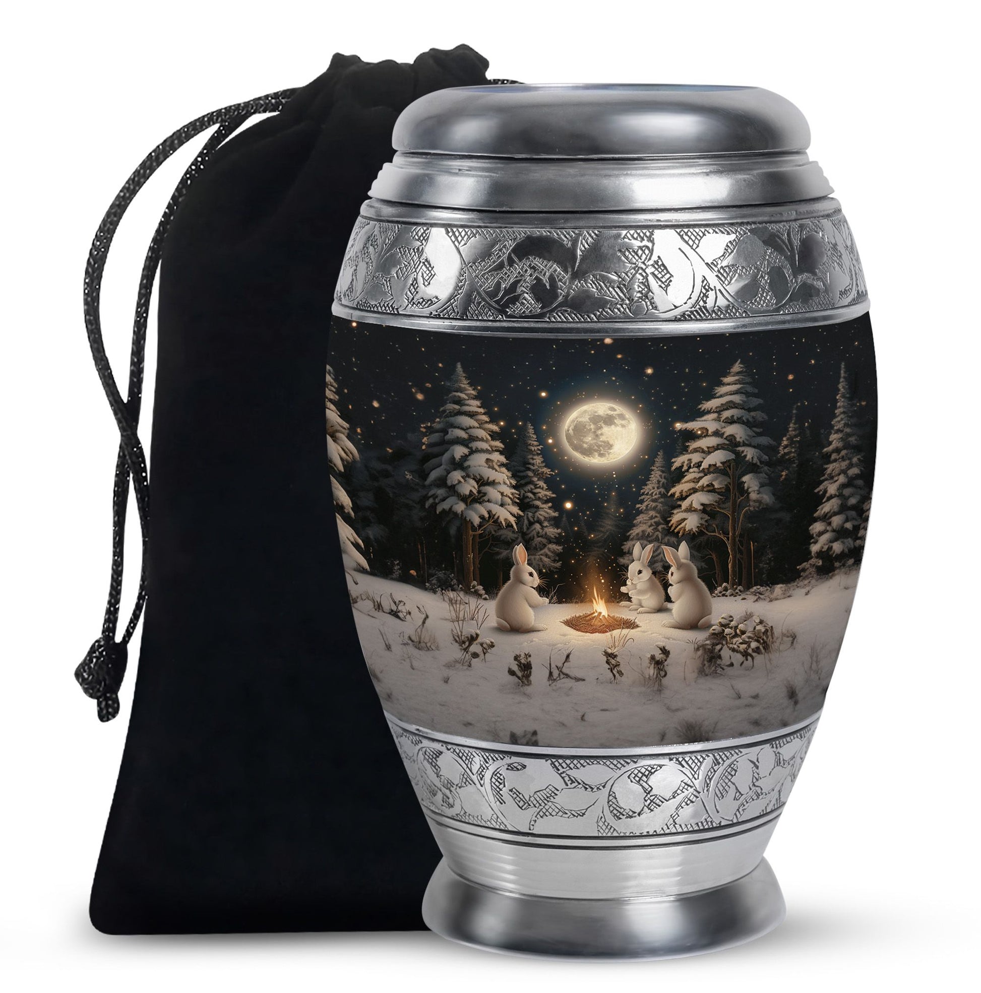 White Bunny Moon Urn For Ashes Adult Female Funeral, Ashes Urn