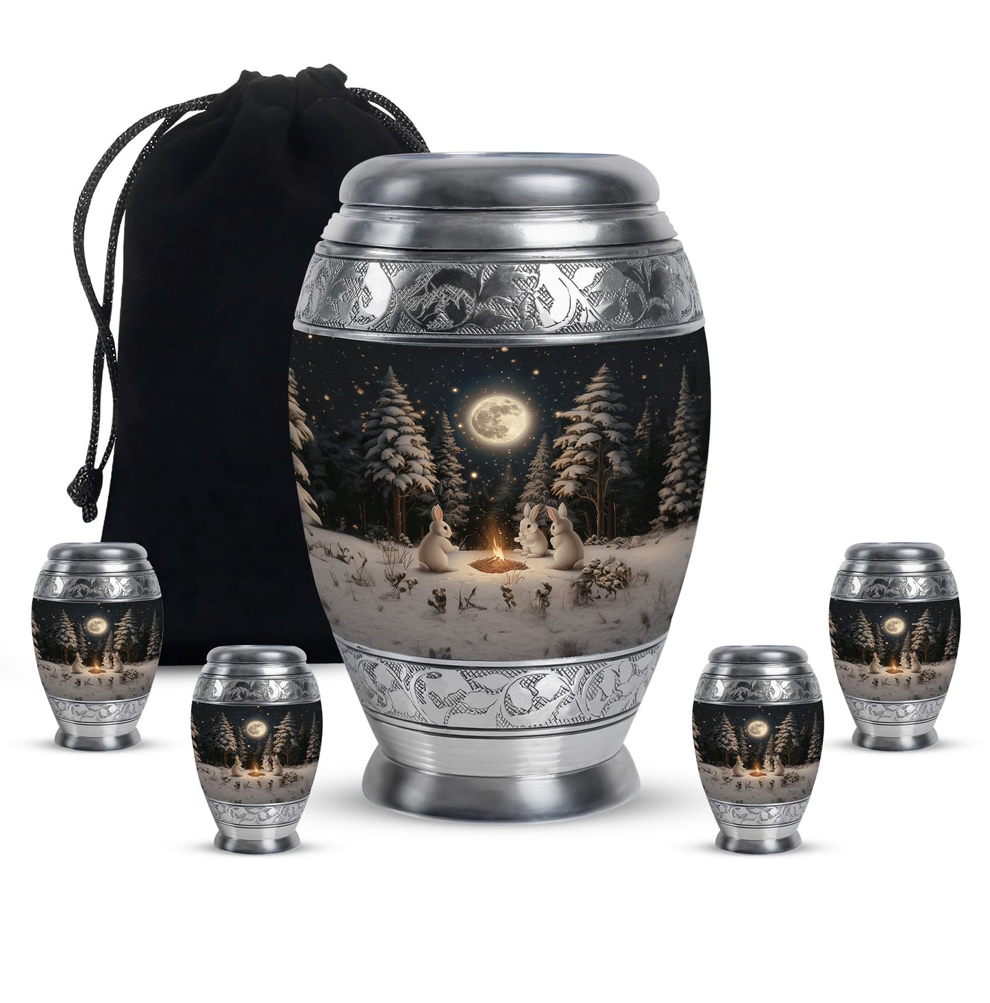 White Personalized Galaxy Cremation Urn for Human Ashes - 10-inch, 200 cu in - Yatskia