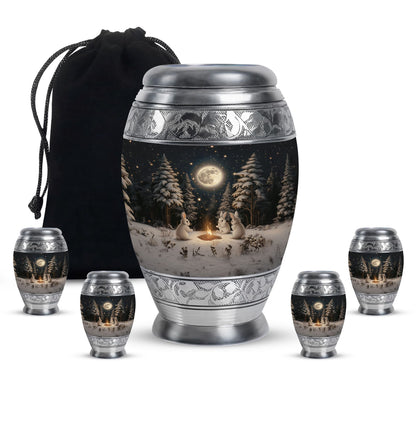 White Personalized Galaxy Cremation Urn for Human Ashes - 10-inch, 200 cu in - Yatskia