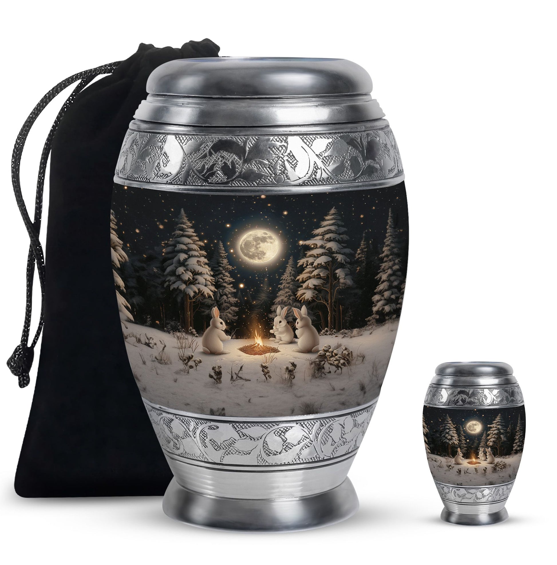 White Bunny Moon Urn For Ashes Adult Female Funeral, Ashes Urn