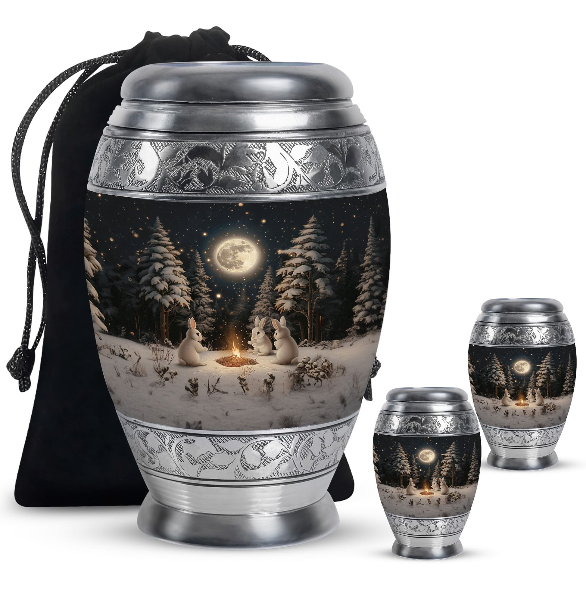 White Bunny Moon Urn For Ashes Adult Female Funeral, Ashes Urn