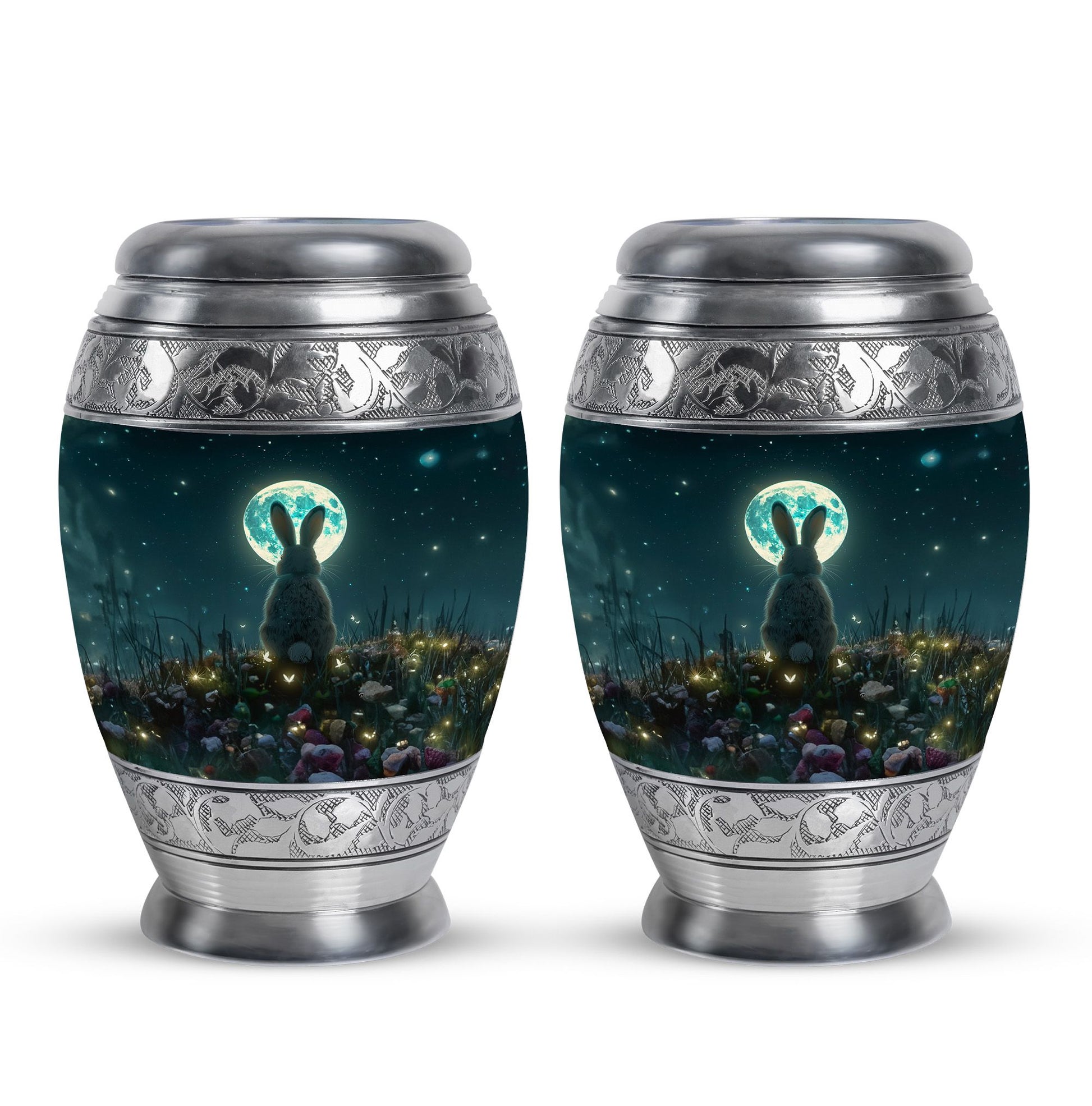 White Bunny Moon Small Urns For Ashes Large Funeral, Ashes Urn