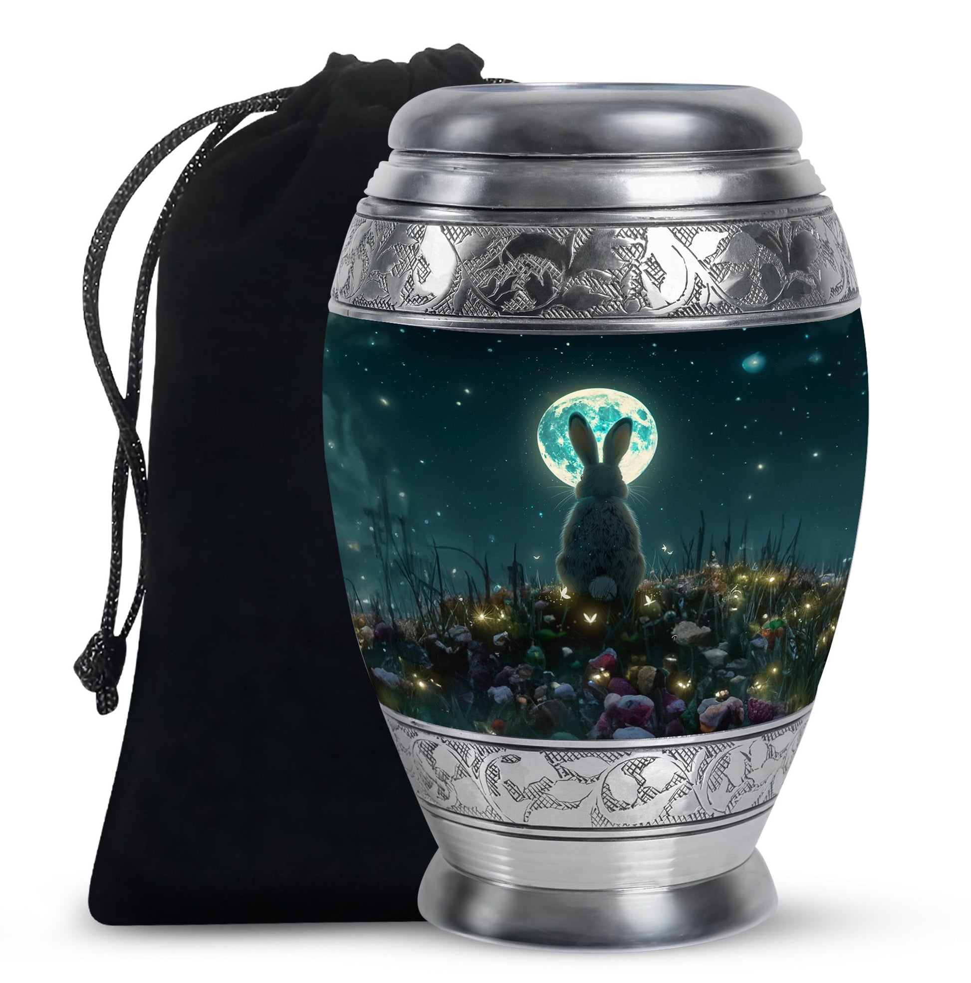 White Bunny Moon Small Urns For Ashes Large Funeral, Ashes Urn