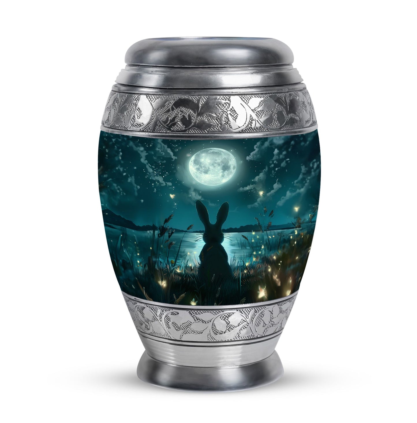 White Personalized Galaxy Cremation Urn for Adults - 10-inch, 200 cu in - Yatskia