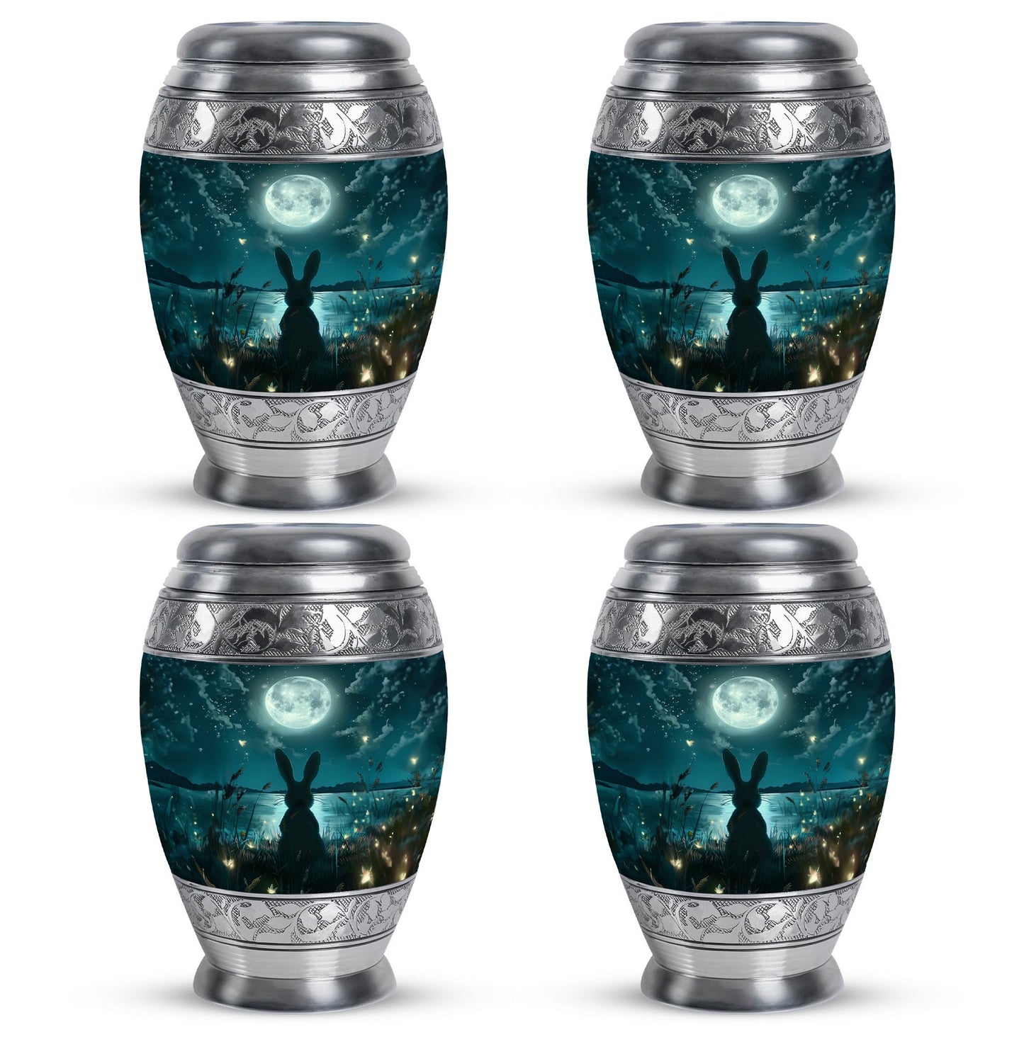 White Personalized Galaxy Cremation Urn for Adults - 10-inch, 200 cu in - Yatskia