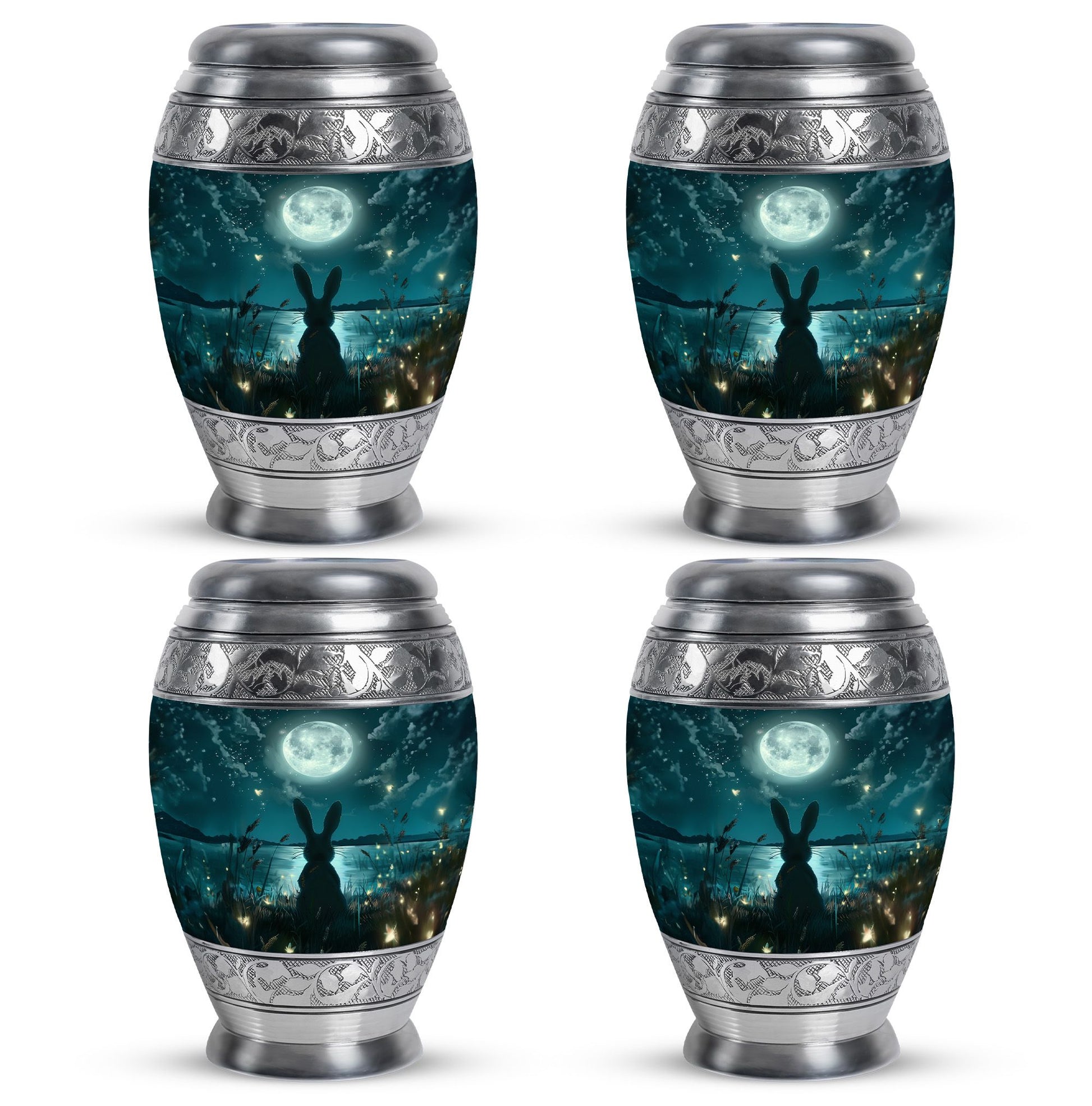 White Bunny Moon Funeral Urn For Adults Funeral, Ashes Urn For Ashes