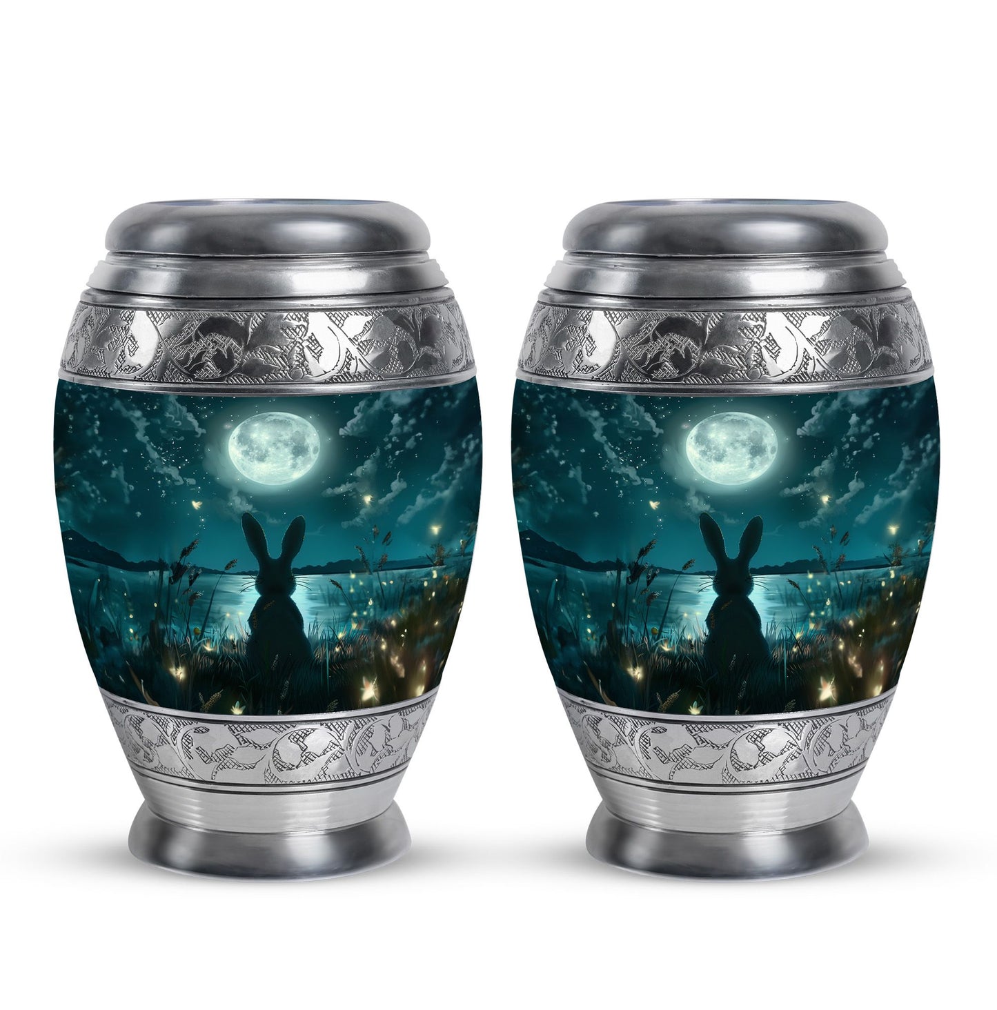 White Personalized Galaxy Cremation Urn for Adults - 10-inch, 200 cu in - Yatskia