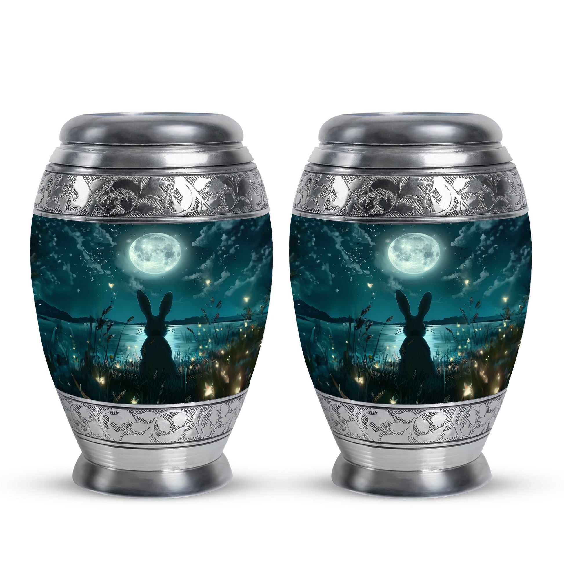 White Bunny Moon Funeral Urn For Adults Funeral, Ashes Urn For Ashes