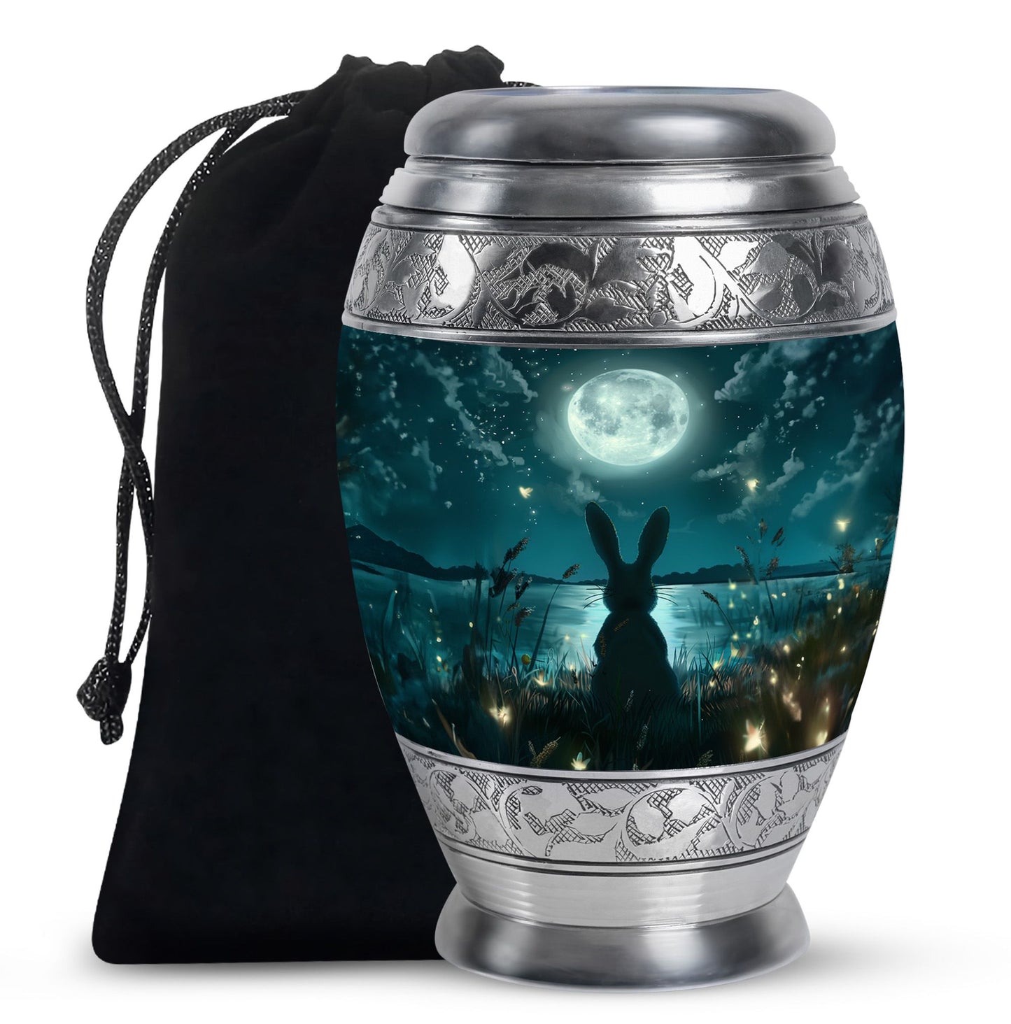 White Personalized Galaxy Cremation Urn for Adults - 10-inch, 200 cu in - Yatskia