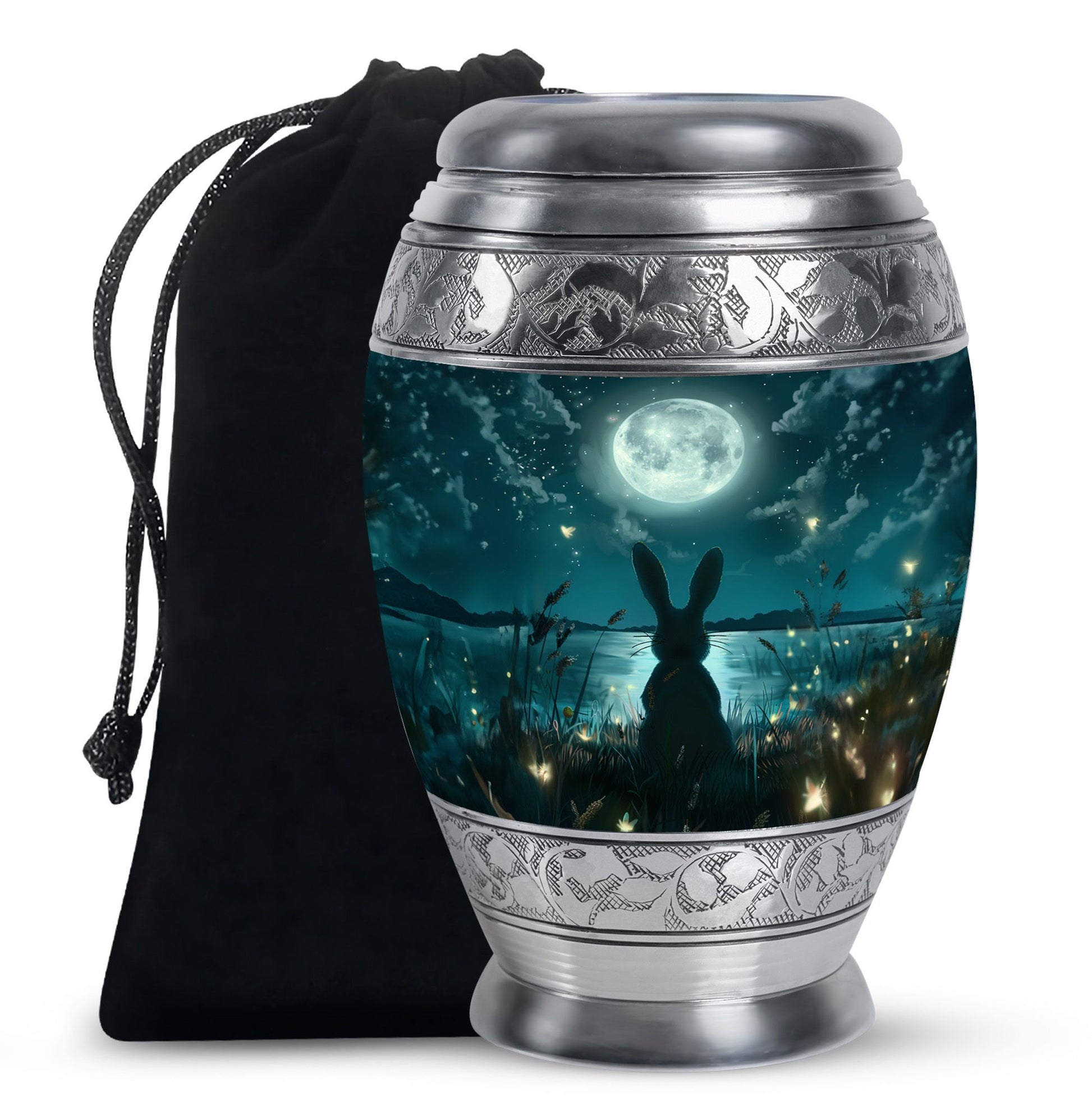 White Bunny Moon Funeral Urn For Adults Funeral, Ashes Urn For Ashes