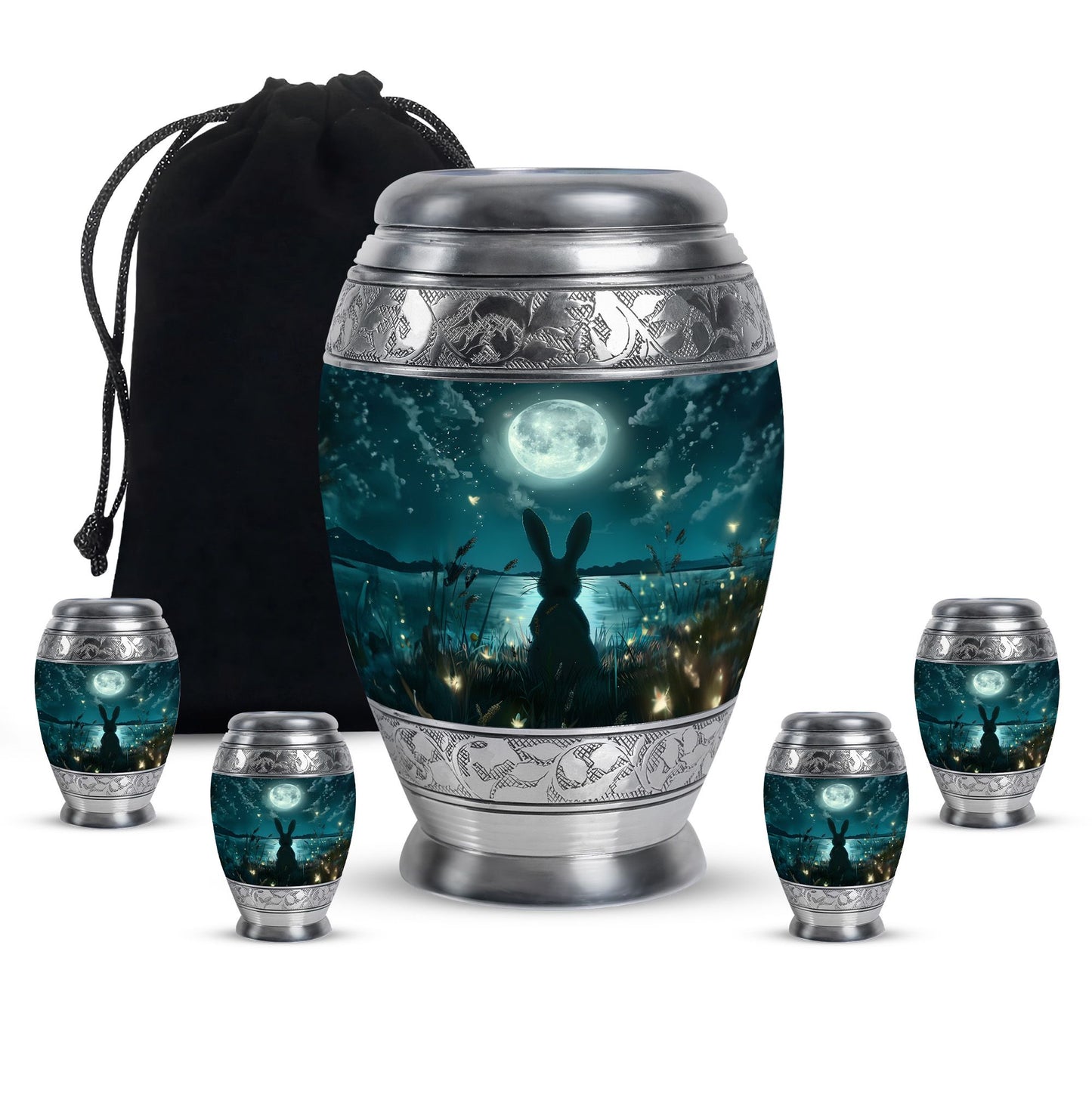 White Personalized Galaxy Cremation Urn for Adults - 10-inch, 200 cu in - Yatskia