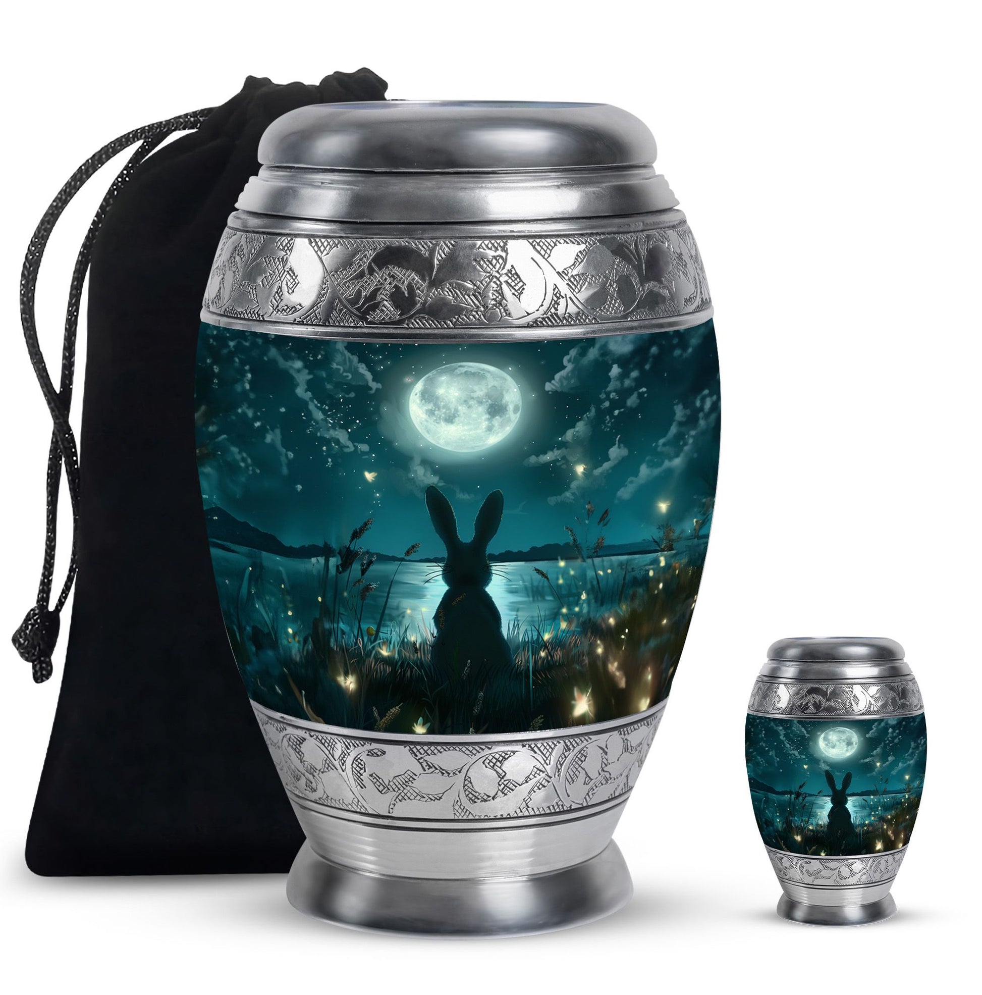 White Bunny Moon Funeral Urn For Adults Funeral, Ashes Urn For Ashes