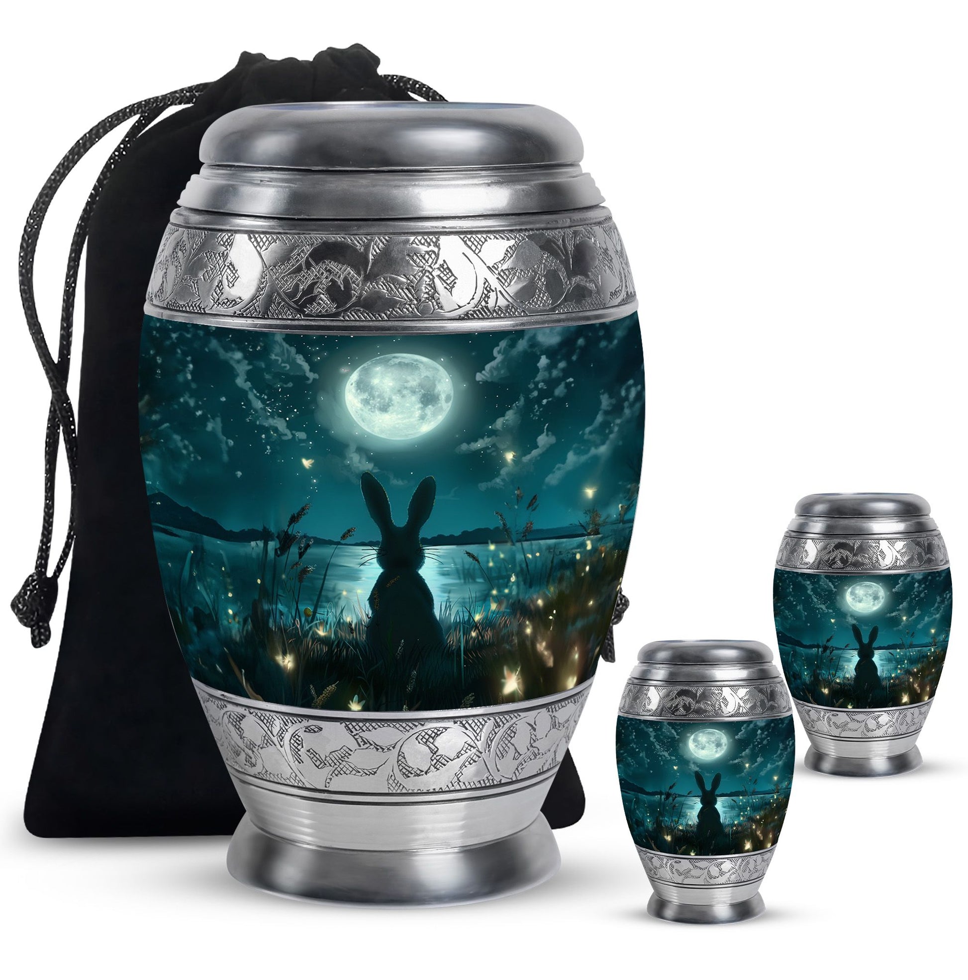 White Bunny Moon Funeral Urn For Adults Funeral, Ashes Urn For Ashes