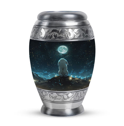 White Personalized Galaxy Cremation Urn for Women - 10-inch, 200 cu in - Yatskia