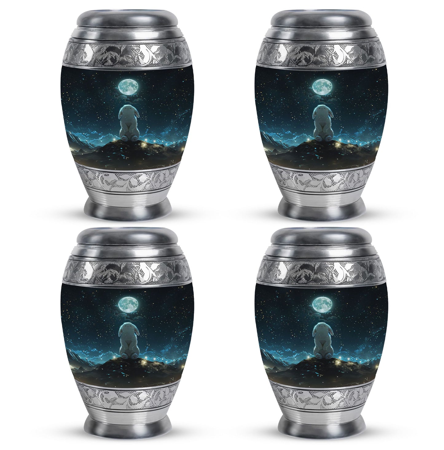 White Personalized Galaxy Cremation Urn for Women - 10-inch, 200 cu in - Yatskia
