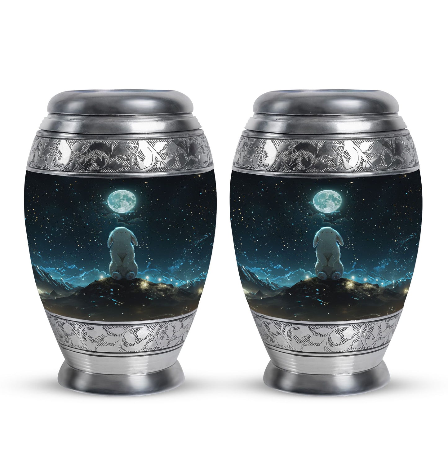 White Personalized Galaxy Cremation Urn for Women - 10-inch, 200 cu in - Yatskia