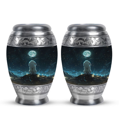 White Personalized Galaxy Cremation Urn for Women - 10-inch, 200 cu in - Yatskia