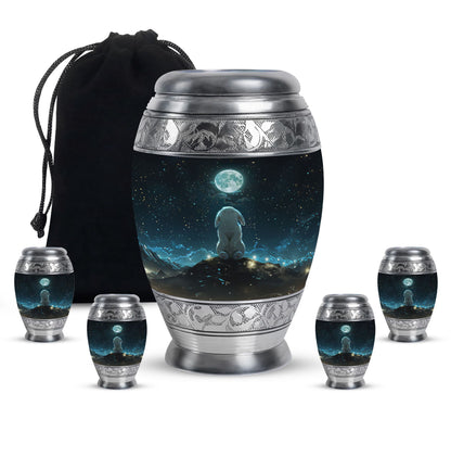 White Personalized Galaxy Cremation Urn for Women - 10-inch, 200 cu in - Yatskia
