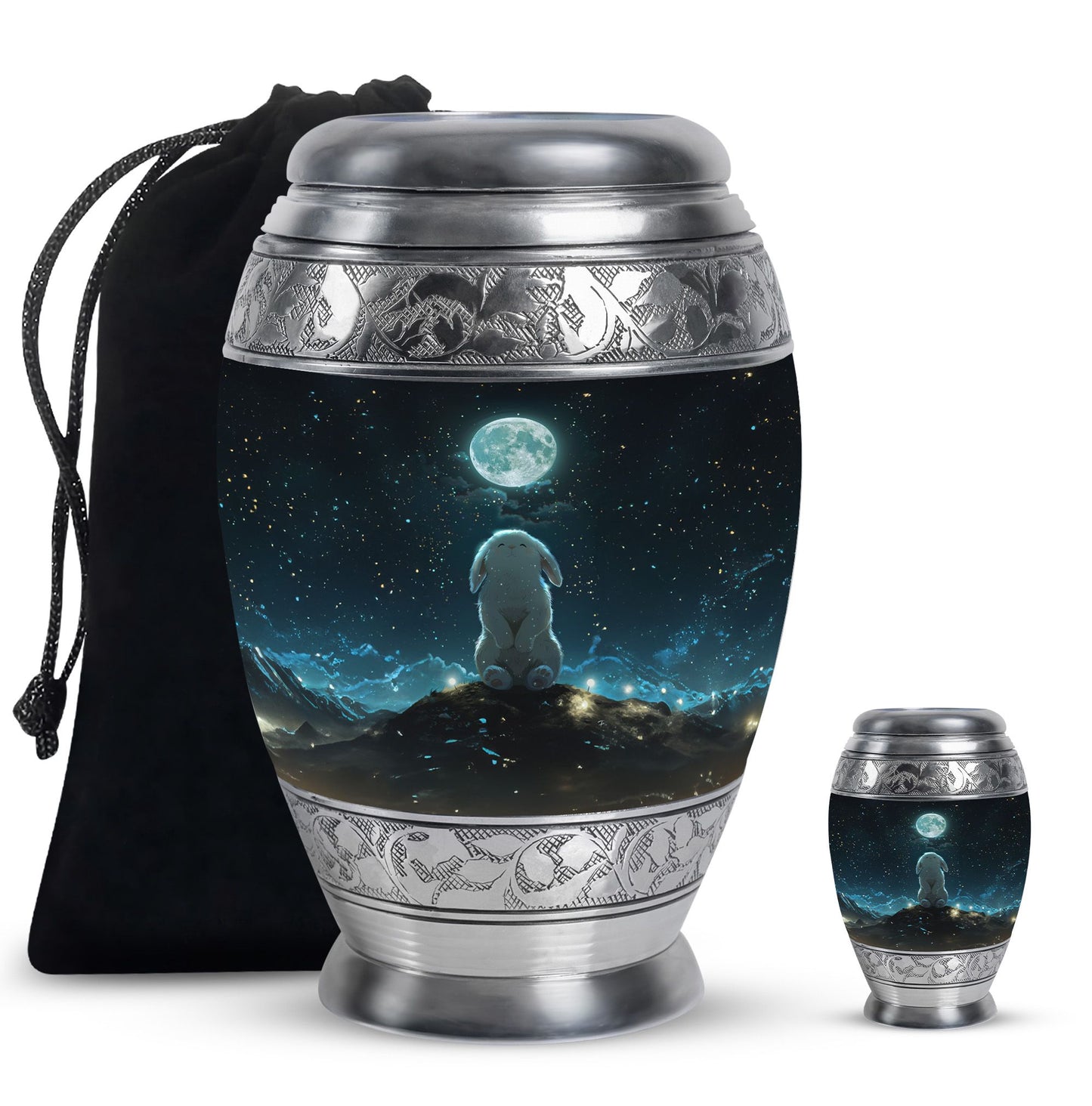 White Personalized Galaxy Cremation Urn for Women - 10-inch, 200 cu in - Yatskia