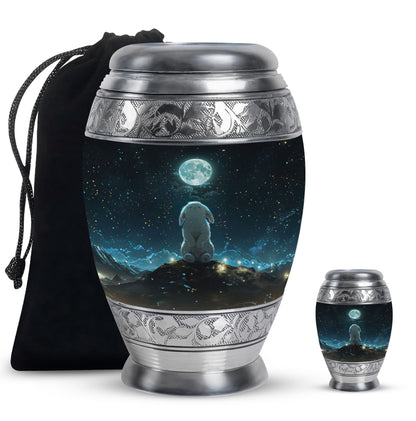 White Personalized Galaxy Cremation Urn for Women - 10-inch, 200 cu in - Yatskia