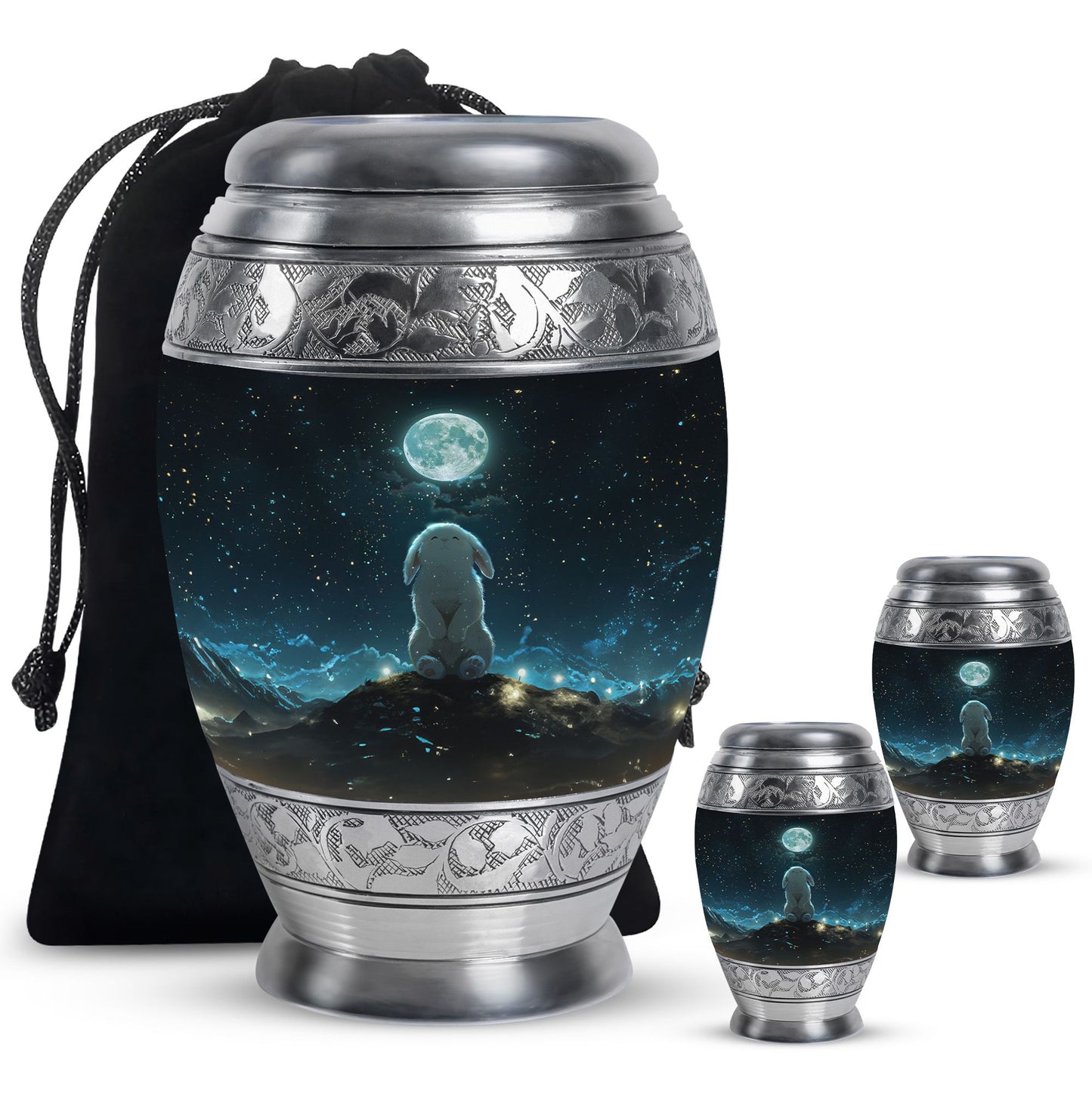 White Personalized Galaxy Cremation Urn for Women - 10-inch, 200 cu in - Yatskia